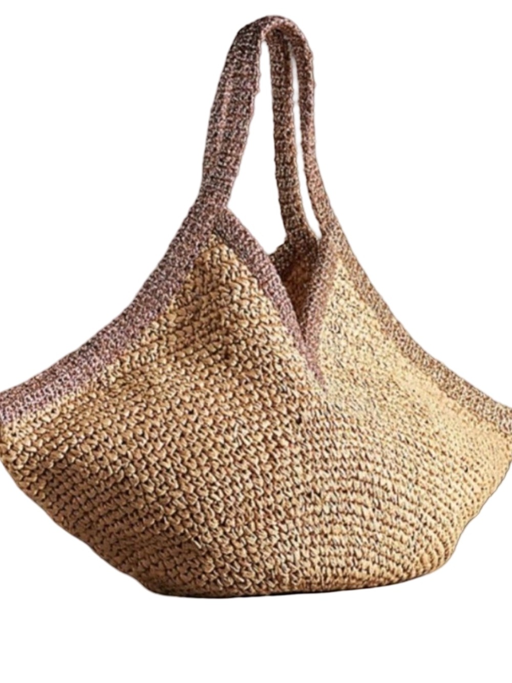 ☀️🥥NEW Anthropologie Tipped Angular Jute Straw Tote Rafia Woven Summer Beach Bag - Picture 2 of 6